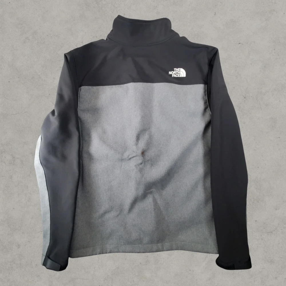 The North Face Apex Jacket Men Medium Gray Black Bionic Softshell Full Zip Coat